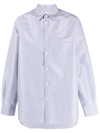 Valentino Logo-embroidered Textured Shirt In Blue