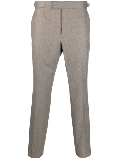 Zegna Slim-cut Wool Tailored Trousers In Neutrals