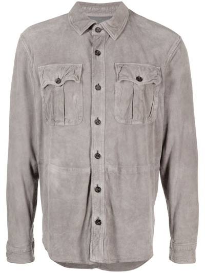Polo Ralph Lauren Button-up Suede Shirt Jacket In Grey