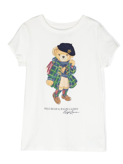 Ralph Lauren Kids' Girl's Graphic Polo Bear T-shirt In White