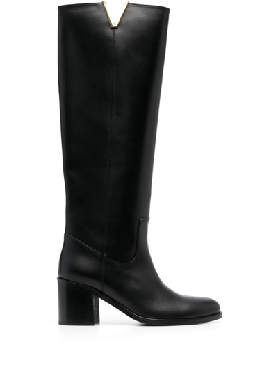 Via Roma 15 Black Leather Knee-length Boots