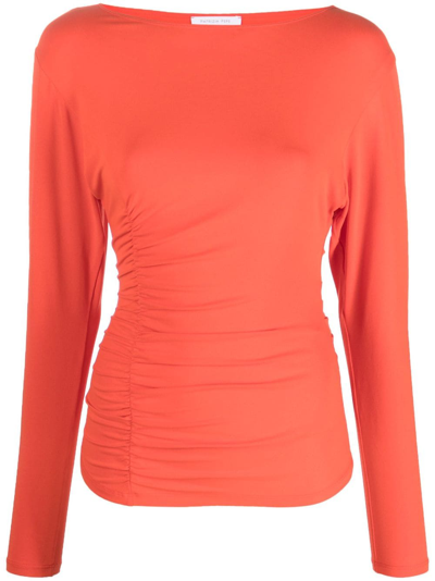 Patrizia Pepe Cut-out Gathered Blouse In Orange