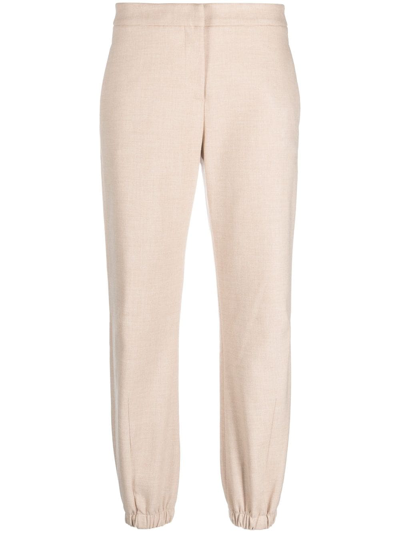Patrizia Pepe Mid-rise Canvas Trousers In Neutrals