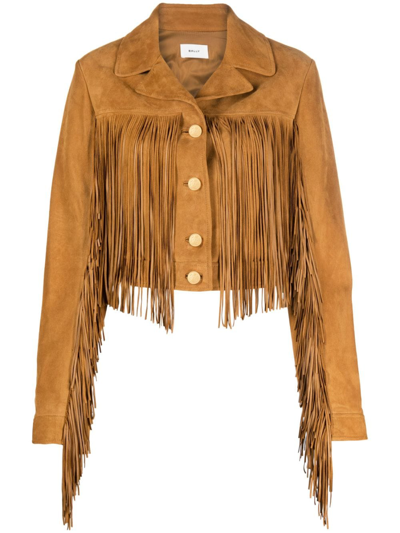 Bally Brown Fringe Leather Jacket