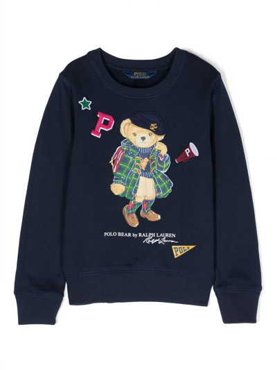 Ralph Lauren Kids' Teddy Bear-motif Sweatshirt In Blue