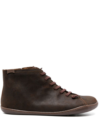 Camper Peu Cami Lace-up Leather Boots In Brown