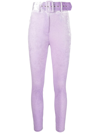 Patrizia Pepe Belted High-waist Trousers In Purple