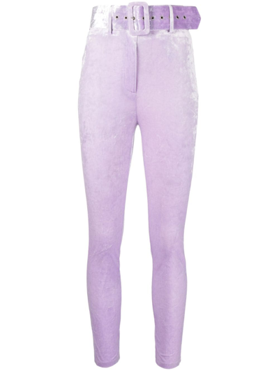 Patrizia Pepe Belted High-waist Trousers In Purple