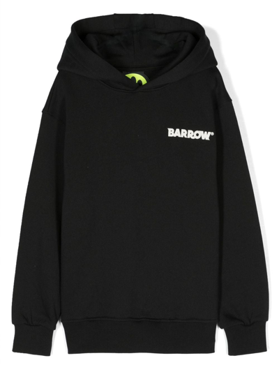 Barrow Kids' Logo-print Cotton Hoodie In Black