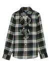 Polo Ralph Lauren Plaid-check Ruffled Cotton Shirt In Green