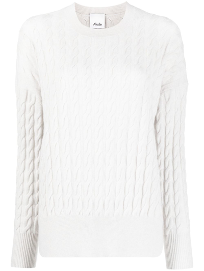 Allude Cable-knit Long-sleeve Jumper In Neutrals