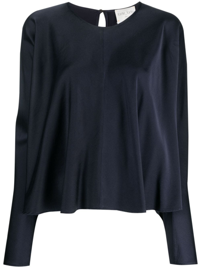 Forte Forte Panelled Satin-finish Blouse In Blue