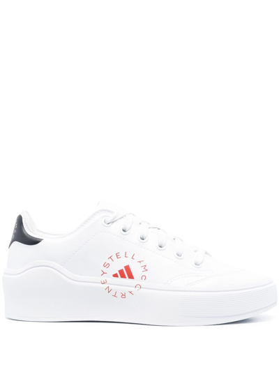 Adidas By Stella Mccartney Court Lace-up Sneakers In Red White