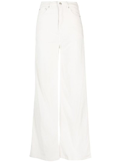 Officine Generale Wide-leg Corduroy Trousers In White