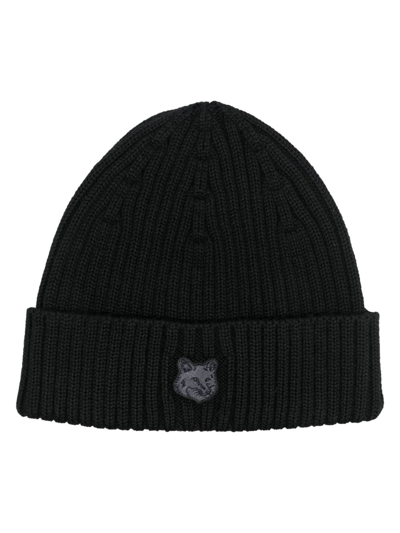 Maison Kitsuné Fow Head Patch Beanie In Black