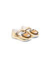 MOSCHINO TEDDY BEAR METALLIC-FINISH BALLERINA SHOES