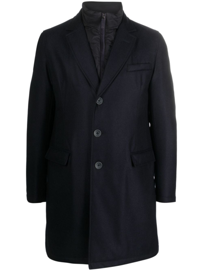 HERNO HYBRID HIGH-NECK SINGLE-BREASTED COAT