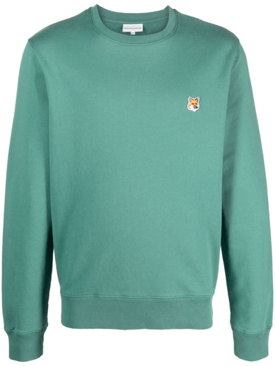 Maison Kitsuné Fox Logo-appliqué Jersey Sweatshirt In Green