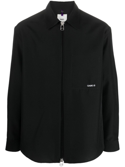 Oamc Ian Zip-fastening Shirt In Black