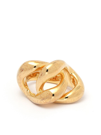 Jil Sander Curb Chain Twisted Ring In Gold