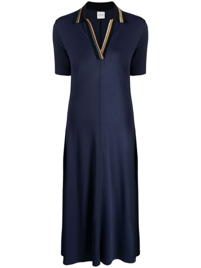 Paul Smith Stripe-detailing Polo Dress In Blue
