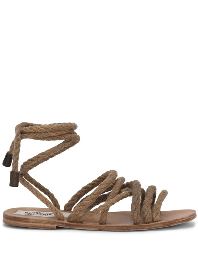 Dolce & Gabbana Tie-fastening Rope Sandals In Brown