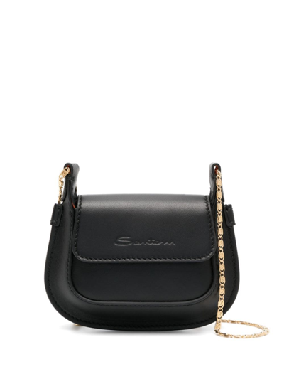 Santoni Debossed-logo Mini Crossbody Bag In Black