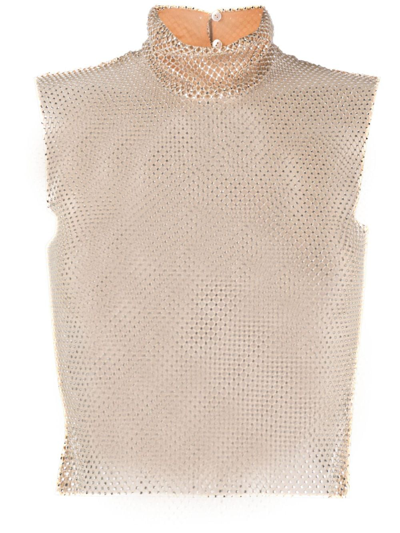 Genny Crystal-embellished Chainmail Tank Top In Pink