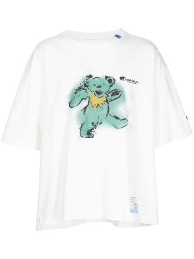Miharayasuhiro Bear-motif Cotton T-shirt In White