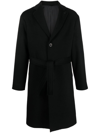 Lardini Single-breasted Belted-waist Coat In Black