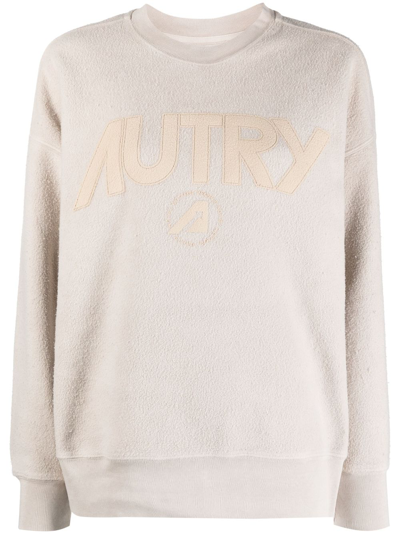 Autry Terry-cloth Effect Cotton Sweatshirt In Beige