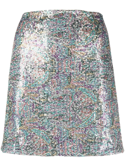 Ba&sh Zita Sequin-embellished Skirt In Silver