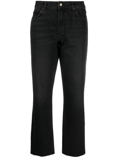 Ba&sh Logo-patch Cropped Jeans In Black