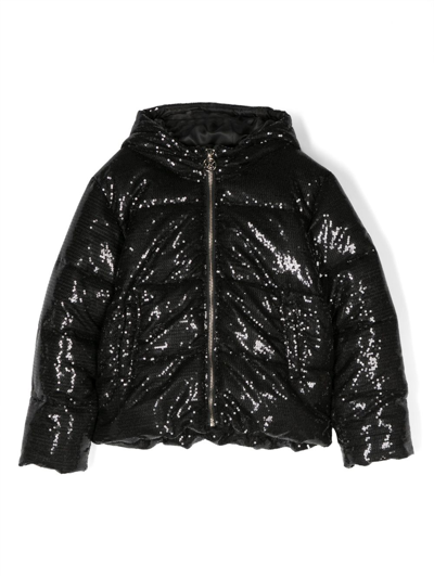 Michael Kors Kids' Sequin-embellished Zipped Padded Jacket In Black