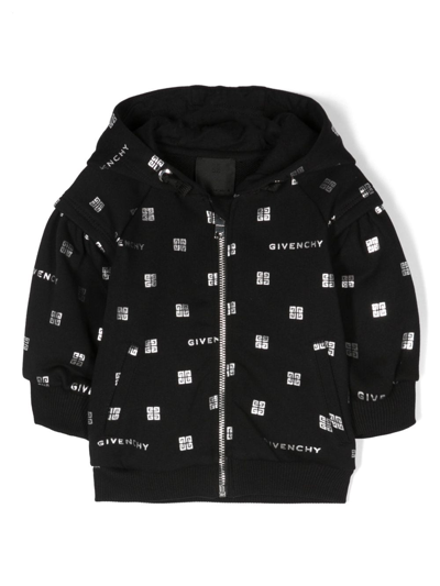 Givenchy Babies' 金属感logo棉连帽衫 In Black