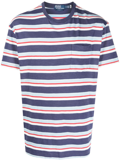 Polo Ralph Lauren Striped Cotton T-shirt In Blue