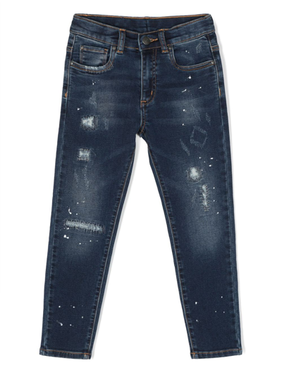 Monnalisa Kids' Ripped-detail Straight-leg Jeans In Blue