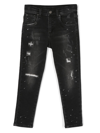 Monnalisa Logo-patch Distressed Jeans In Grey