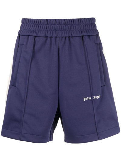 Palm Angels Logo-embroidered Track Shorts In Blue