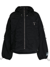 Reese Cooper Drawstring Zip-up Hooded Jacket In Black