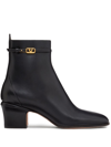 Valentino Garavani Tan-go Leather Ankle Boots In Black