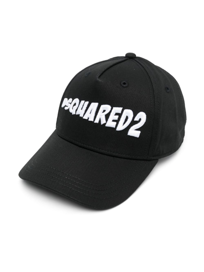 Dsquared2 Kids' Logo-patch Cotton Baseball Cap In Black