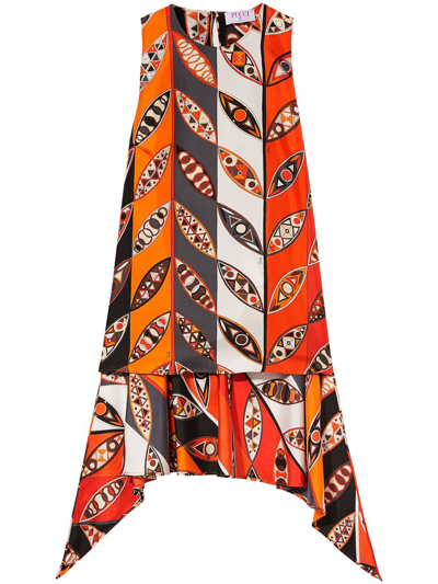 Pucci Graphic-print Silk Sleeveless Top In Red