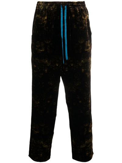 Pierre-louis Mascia Patterned-floral Drawstring-waistband Trousers In Black
