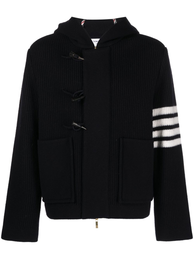 Thom Browne Virgin-wool Hooded Duffle Jacket In Blue