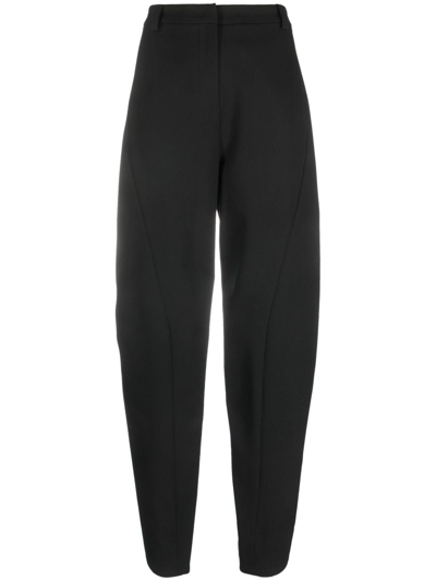 Patrizia Pepe The Essential High-waist Tapered Trousers In Black