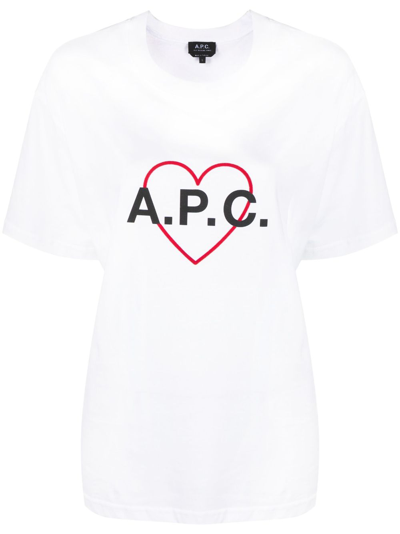 Apc Heart Logo Cotton T-shirt In White