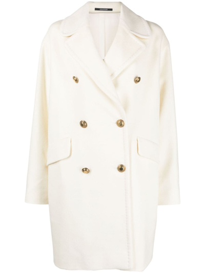 Tagliatore Double-breasted Virgin Wool Coat In White