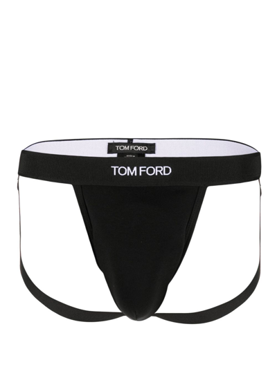 Tom Ford Logo-waistband Briefs In Black