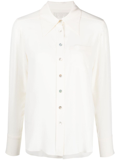 Jane Parker Pointed-collar Shirt In White